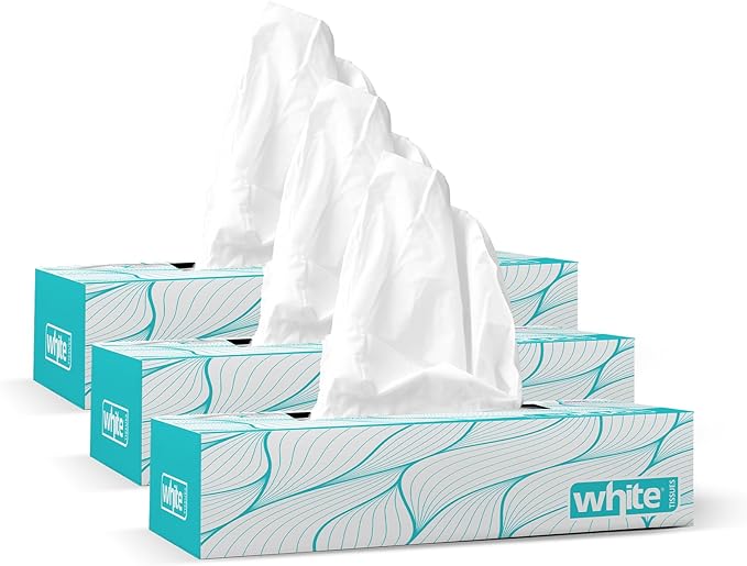 White Facial Tissues, Set of 3 - 200 Tissues