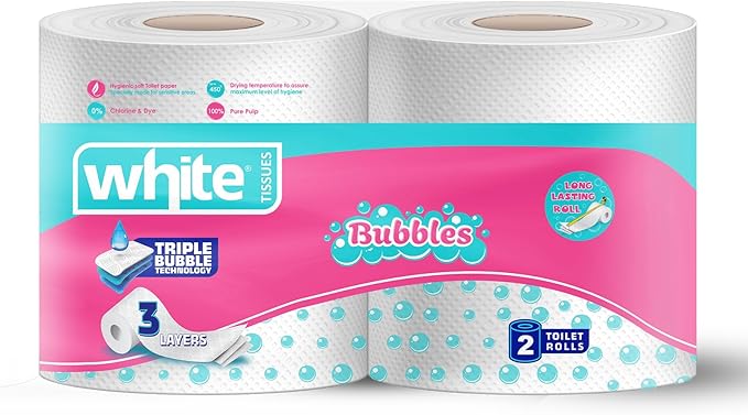 White Bubbles Toilet Paper 2 Rolls 3-Ply