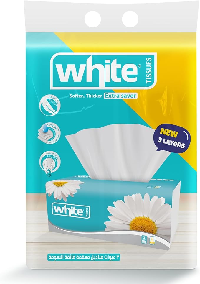 White Flexi Facial Tissues – 500 Tissues; 3Ply Large, Pack of 3