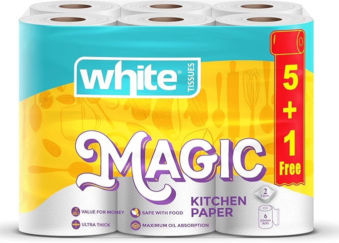 White Magic Kitchen Rolls 6 Rolls 3-Ply
