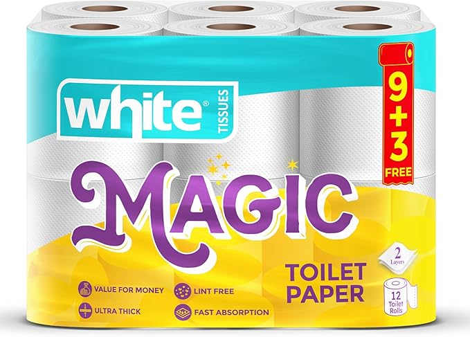White Magic Toilet Rolls 12 Rolls 3-Ply