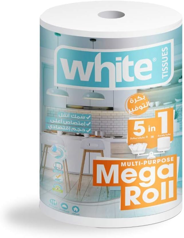 White Multi-Purpose Kitchen Mega Roll - 325 Sheets