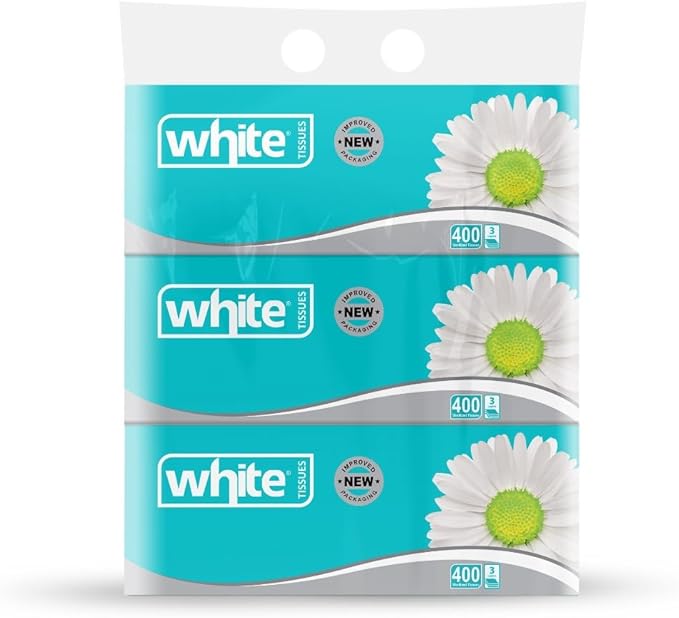 White Facial Tissues, Set of 3 - 400 Tissue