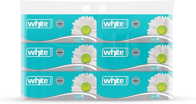 White Flexi Facial Tissues – 400 Tissues; 3Ply, Pack of 6