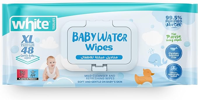 White Baby-Water Wipes 48