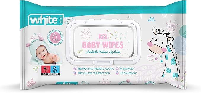 White Baby Wipes 72 Wipes