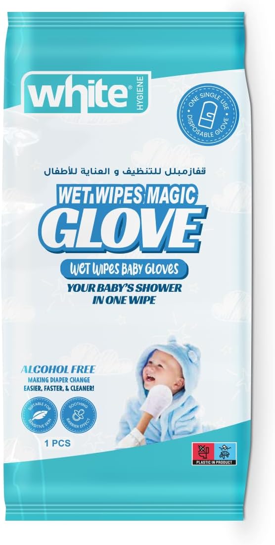 White Baby Wet Magic Glove Single Use