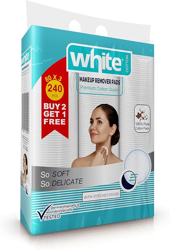 White 80 Round Cotton Pads 3-in-1 Promo Pack
