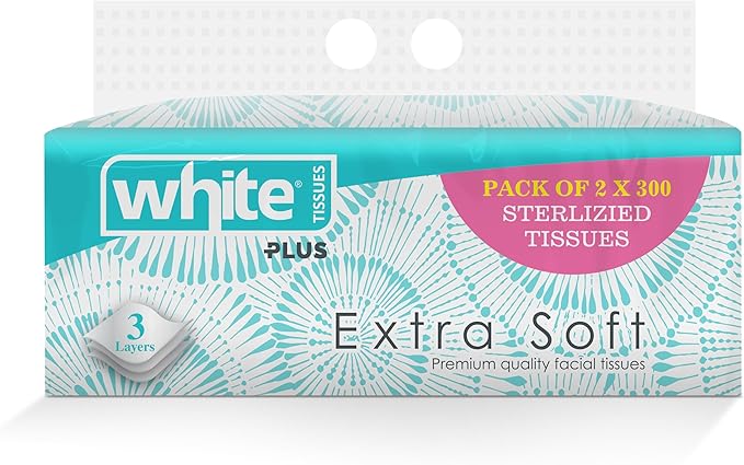 White Extra Soft Flexi Facial Tissues - 300 Tissues; 3Ply, Pack of 2