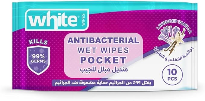White Anti-Bacterial Wet Wipes Pocket
