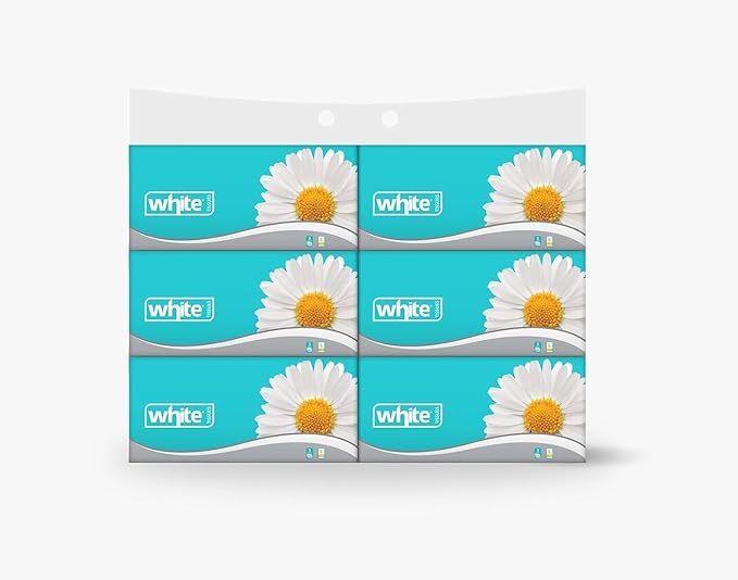 White Flexi Facial Tissues – 500 Tissues; 3Ply Large, Pack of 6
