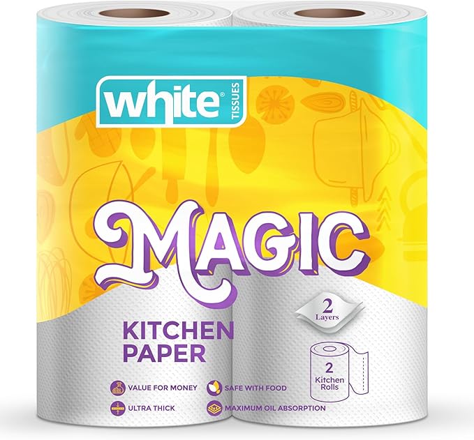 White Magic Kitchen Rolls 2 Rolls 3-Ply