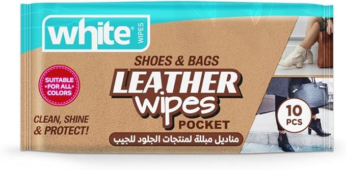 White Leather Shoe Wipes 10 Pieces Pocket