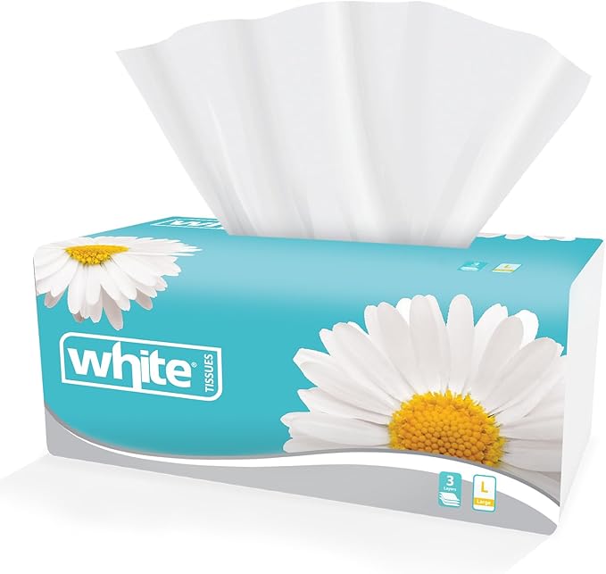 White Flexi Facial Tissues – 500 Tissues, 3-Ply Large